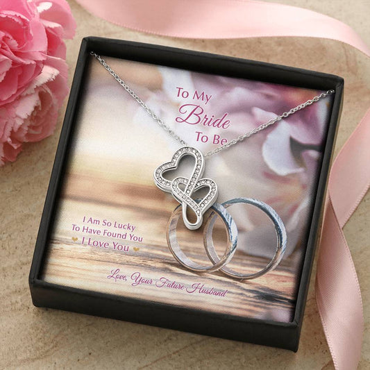 To My Bride To Be .... Double Heart Silver Rings Double Hearts Necklace