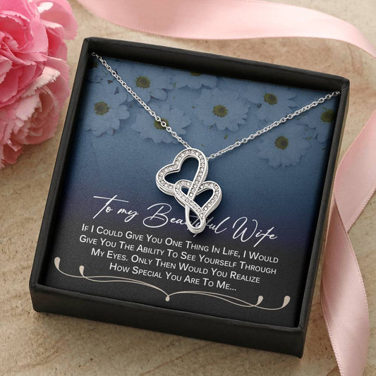 To My Beautiful Wife Necklace  Anniversary Gift For Wife Birthday Gift For Wife Gift For Wife Necklace For Wife Gift F 3 Double Hearts Necklace
