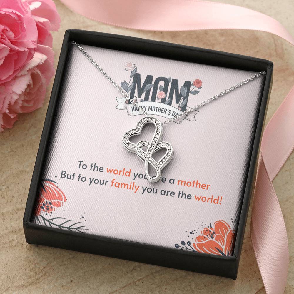 To The World You Are A Mother -  Double Hearts Necklace
