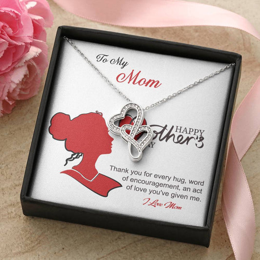 I Love Mom Mother - Necklace Double Hearts Necklace
