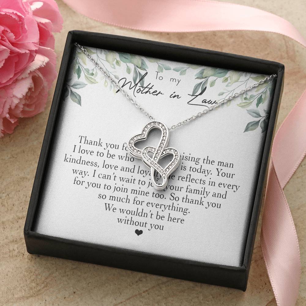 To My Mother In Law Thank You For Raising The Man I Love  3 Double Hearts Necklace