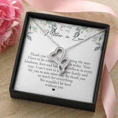 To My Mother In Law Thank You For Raising The Man I Love  3 Double Hearts Necklace