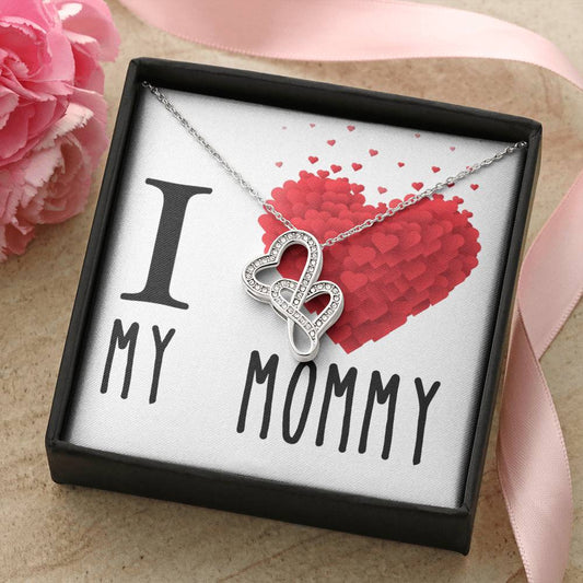 I Love My Mommy Double Hearts Cz Necklace Valentines Day Birthday Heartfelt Keepsake Gift Double Hearts Necklace