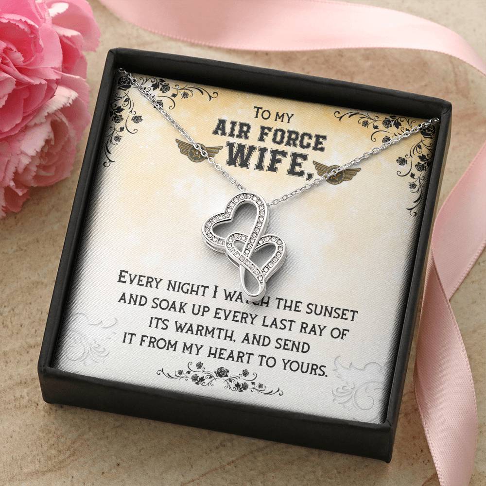 To My Air Force Wife Necklace Double Hearts Necklace