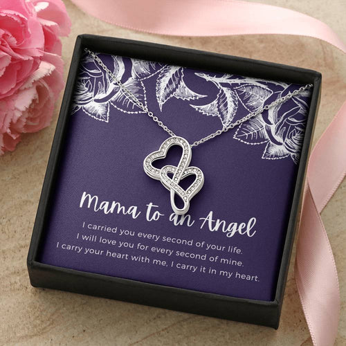 Mama To An Angel  Double Hearts Necklace