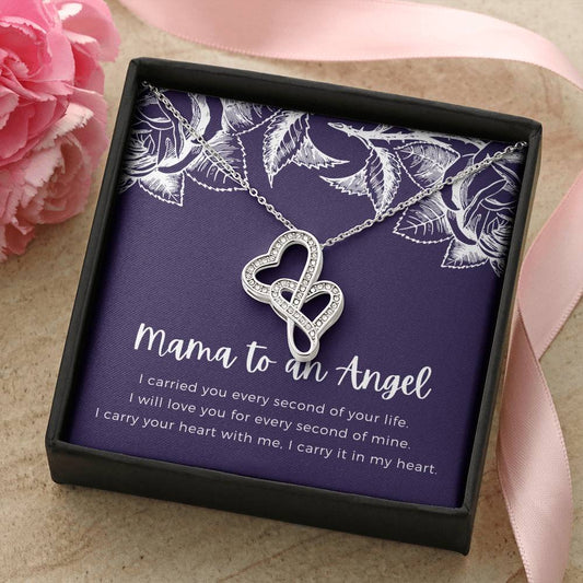 Mama To An Angel  Double Hearts Necklace