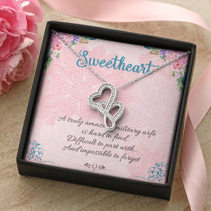 Sweetheart - A Truly Amazing Military Wife Double Hearts Necklace