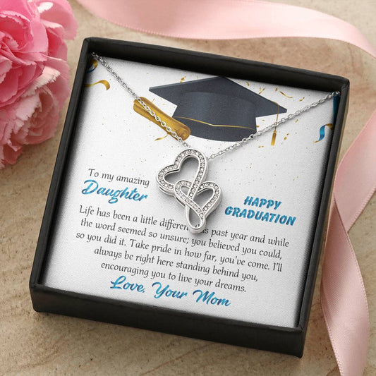 To My Amazing Daughter Necklace - Happy Mother's Day Gift For Daughter From Mom - Mother's Day Necklace For Daughter - Double Hearts Necklace