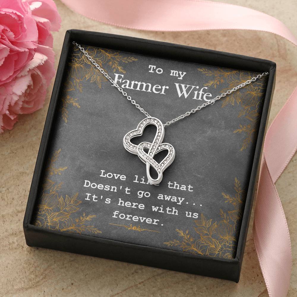 To My Farmer Wife Necklace Double Hearts Necklace