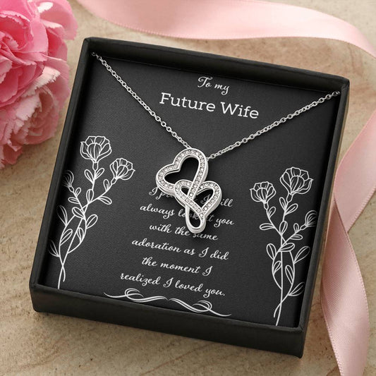 To My Future Wife I Promise I Will Always Look After You Double Hearts Necklace
