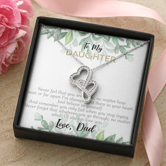 To My Daughter - 573 Jewelry Double Hearts Necklace