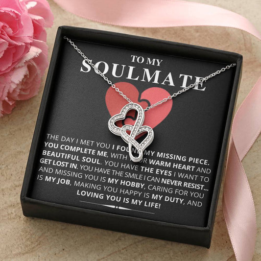 To My Soulmate -   Double Hearts Necklace