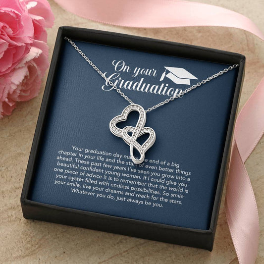 On Your Graduation - Katie - Congratulations - Love Mom And Dad - Sweethearts Necklace - Graduation Gift Necklace For  Double Hearts Necklace