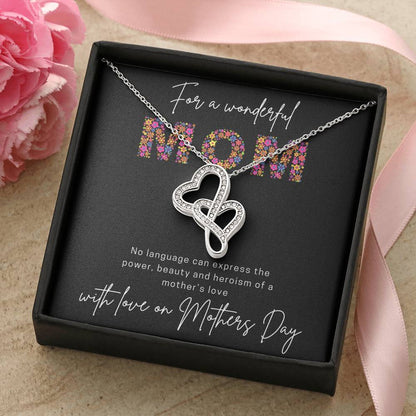 For A Wonderful Mom Mother's Day Gift Double Hearts Necklace