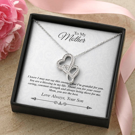 'To My Mother' Double Heart Necklace - I'm Grateful For You You Are The Best 1 Double Hearts Necklace