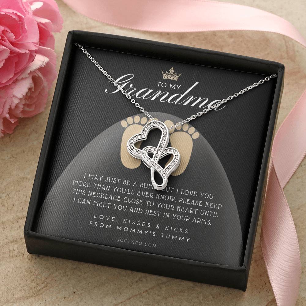 New Grandma Gift  Mom To Grandma Necklace  Pregnancy Announcement Grandparent  Gifts For Grandma  First Time Grandma G Double Hearts Necklace