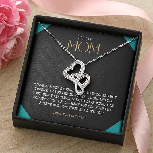 Personalized Gift To My Mom Necklace Birthday Valentines Gift To My Mother Silver Jewelry For Women Love Knot Necklace Double Hearts Necklace