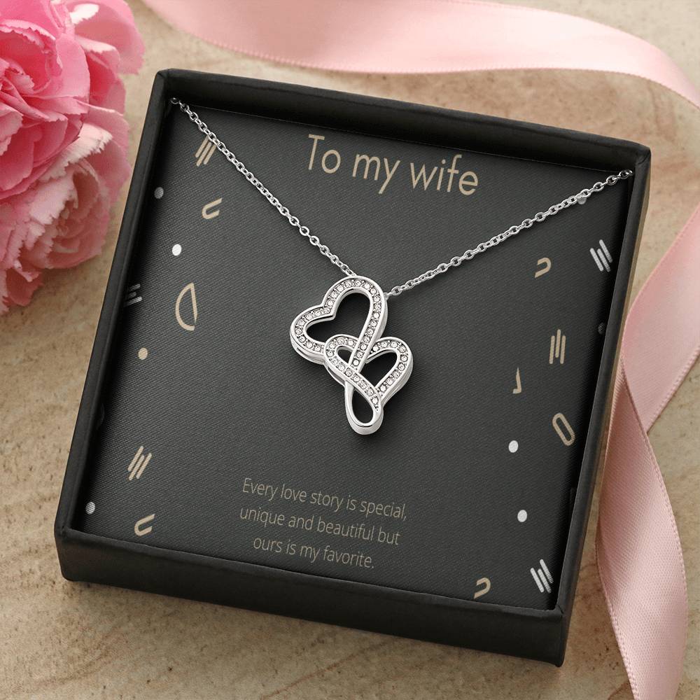 To My Wife 2 Double Hearts Necklace