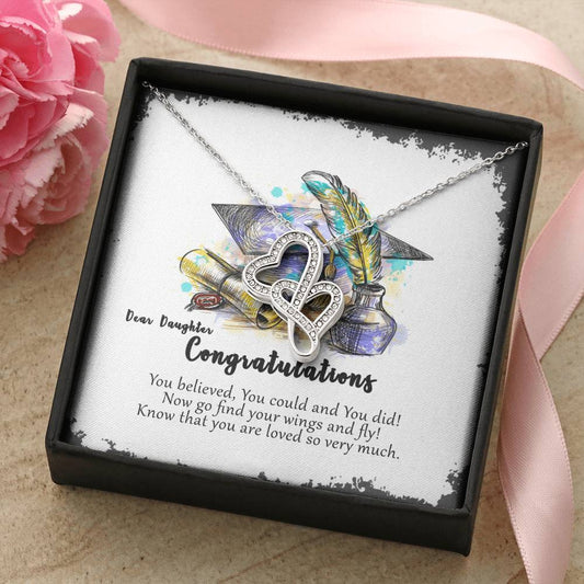 For Graduate Double Hearts Necklace
