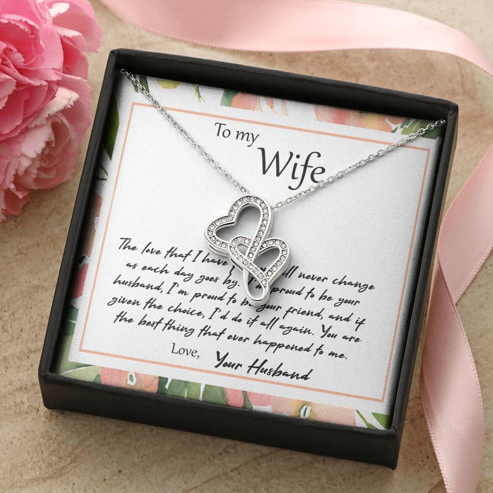 To My Wife The Love That I Have For You - Leaf Double Hearts Necklace
