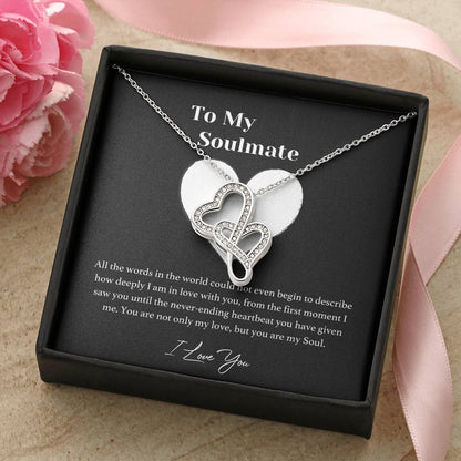 To My Soulmate Double Heart Necklace For Her - Wife Double Heart Necklace To My Wife Gift On Wedding Day Future Wife C Double Hearts Necklace
