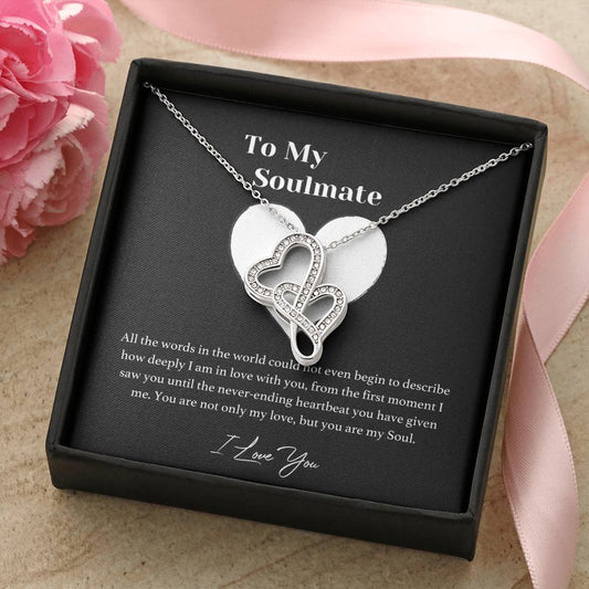 To My Soulmate Double Heart Necklace For Her - Wife Double Heart Necklace To My Wife Gift On Wedding Day Future Wife C Double Hearts Necklace