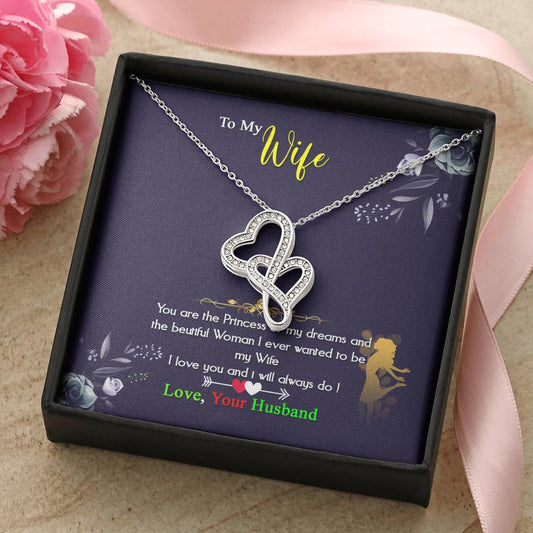 My Wife My Princess Gorgeous ! Double Hearts Necklace