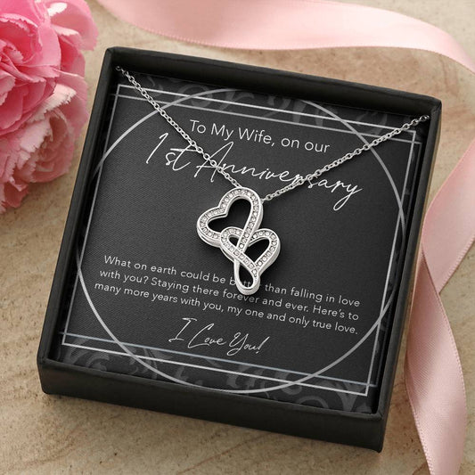 Joined Hearts Necklace Anniversary Gift For Wife To My Wife Wife Jewelry Anniversary Necklace Wife Gift Sentimental An Double Hearts Necklace