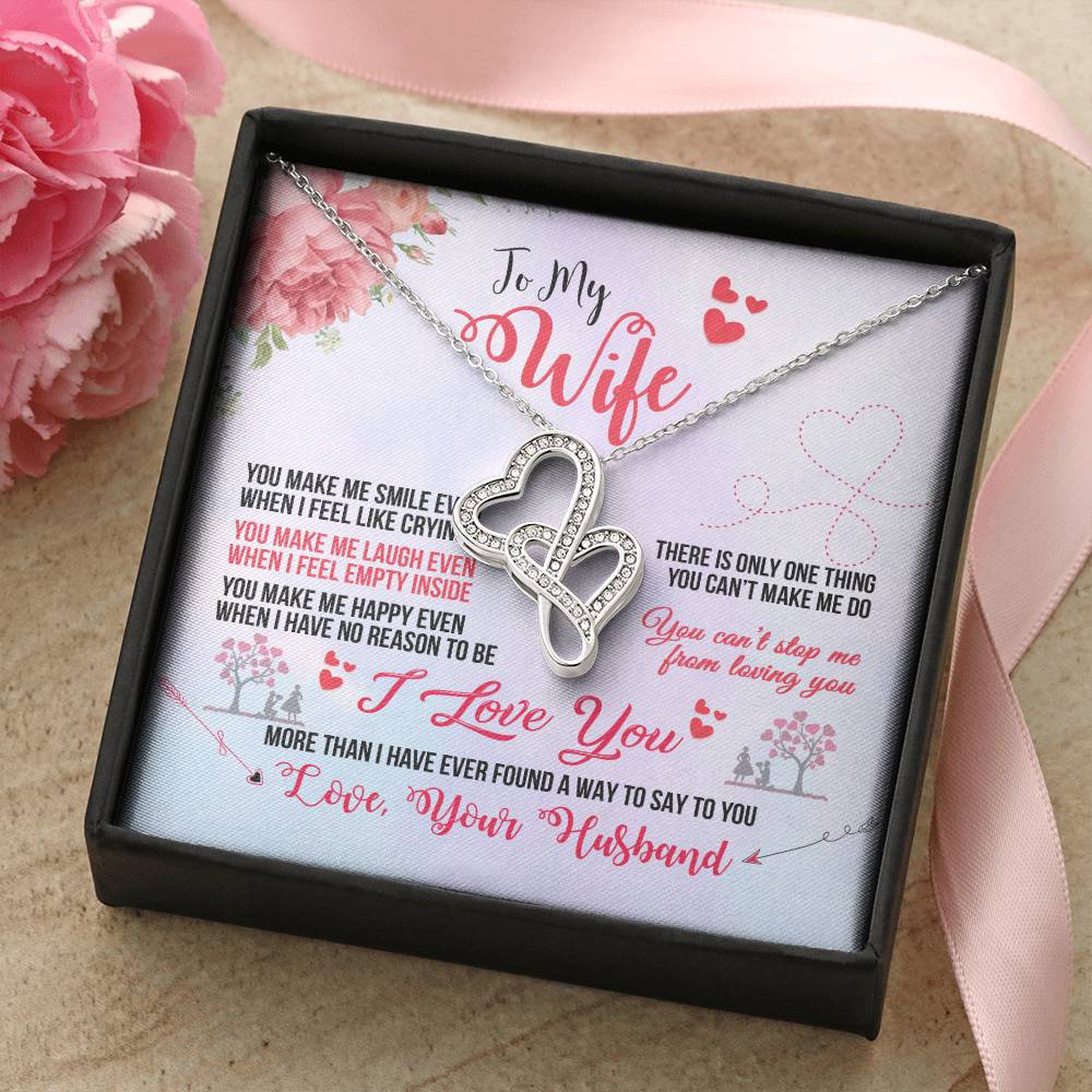 To My Wife I Love You - Double Heart Necklace Double Hearts Necklace