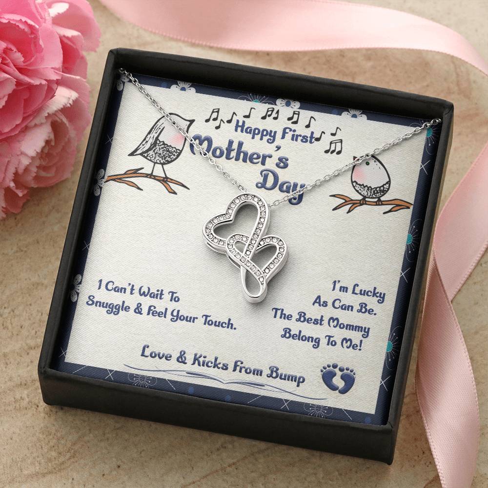 For Mommy Beautiful Mother's Day Gift Double Hearts Necklace