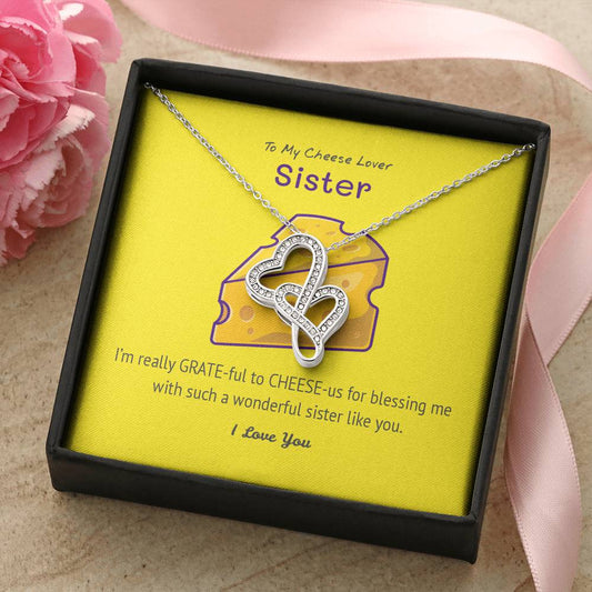 Necklace Gift For Cheese Lover Sister Cheesy Gift Cheesy Card Cheese Hamper Cheese Lover Gift Birthday Gift For Sister Double Hearts Necklace