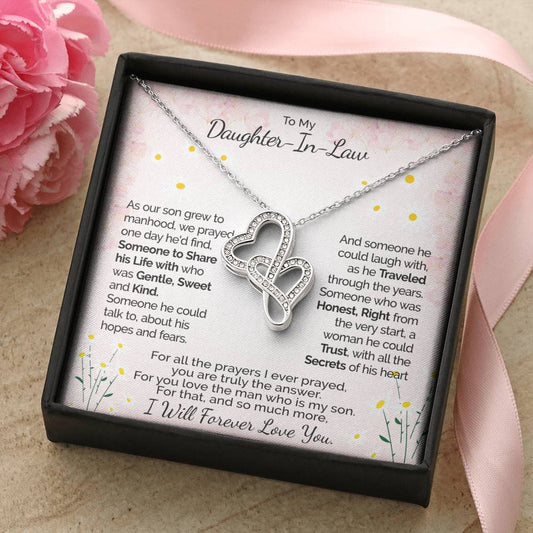 A Gift For Daughter In Law  - You Are Truly The Answer 1 Double Hearts Necklace