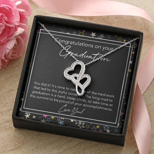 Joined Hearts Necklace College Graduation Gift For Her Phd Graduation Gift For Daughter High School Graduation Gift Fo Double Hearts Necklace