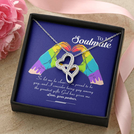 Pride Month Collection  Lgbt Gay Lesbian Rainbow Pride Month Gift Double Hearts Necklace