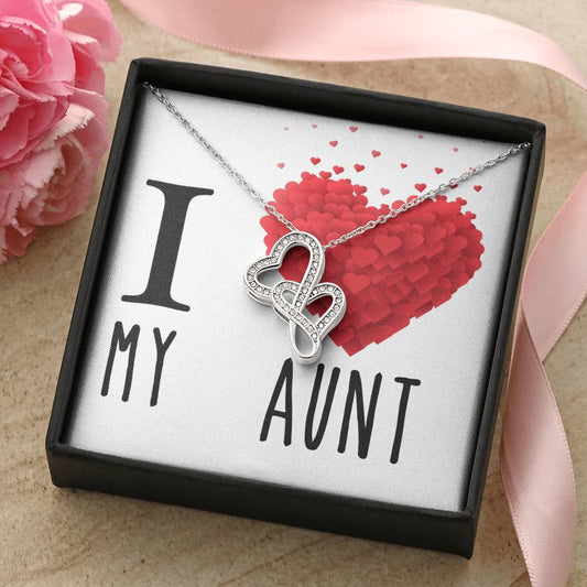 I Love My Aunt Double Hearts Cz Necklace For Valentines Day Or Birthday Gift Double Hearts Necklace