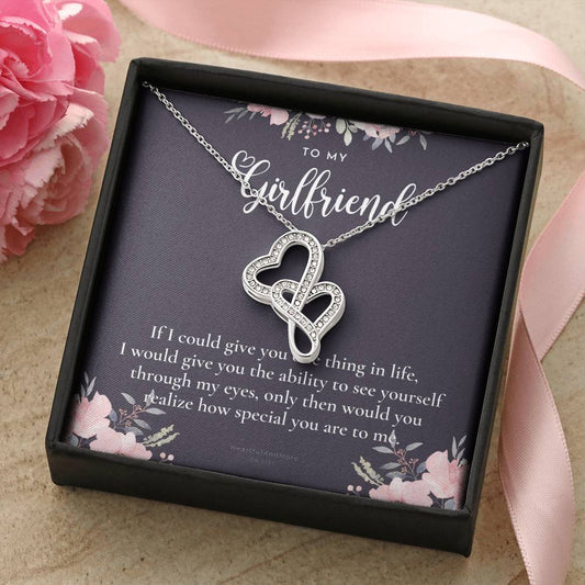 To My Girlfriend Girlfriend Necklace Anniversary Gift For Girlfriend Girlfriend Gift Gift For Girlfriend Necklace For  Double Hearts Necklace