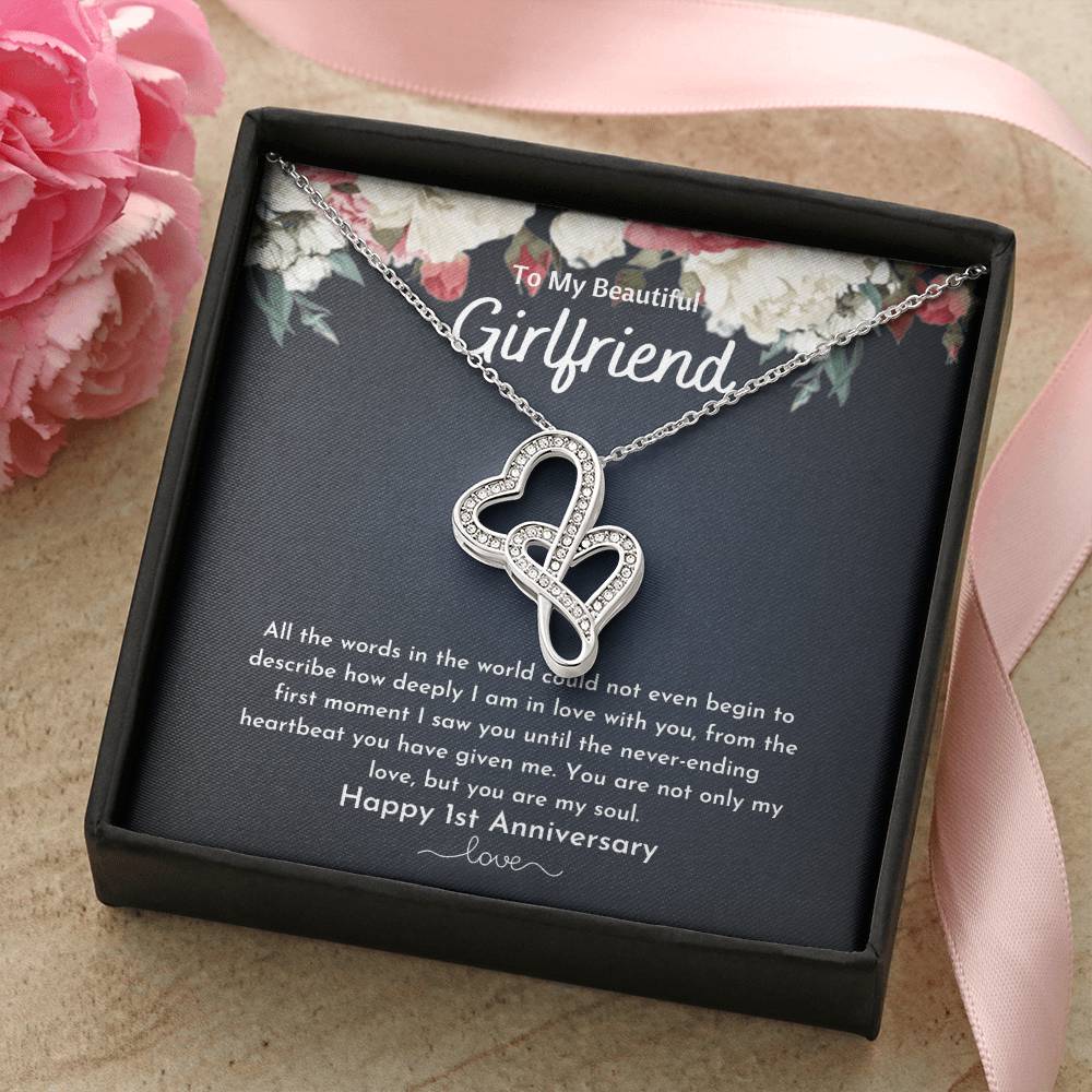 To My Girlfriend - Double Heart Double Hearts Necklace