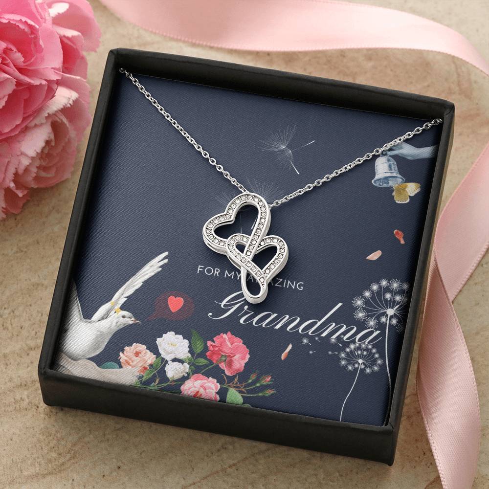 To My Amazing Grandma Necklace  To My Badass Grandmother Necklace  Gifts For Grandma  Grand Mother Necklace  From Gran Double Hearts Necklace