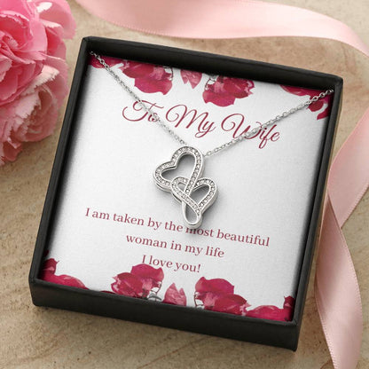 To My Wife - Gift Double Hearts Necklace