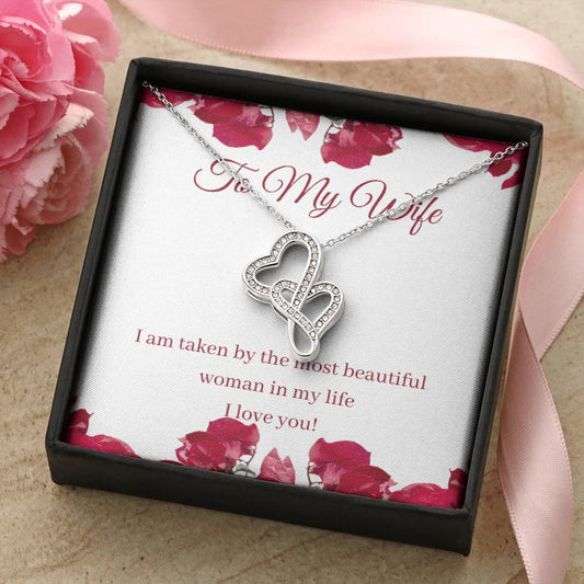 To My Wife - Gift Double Hearts Necklace