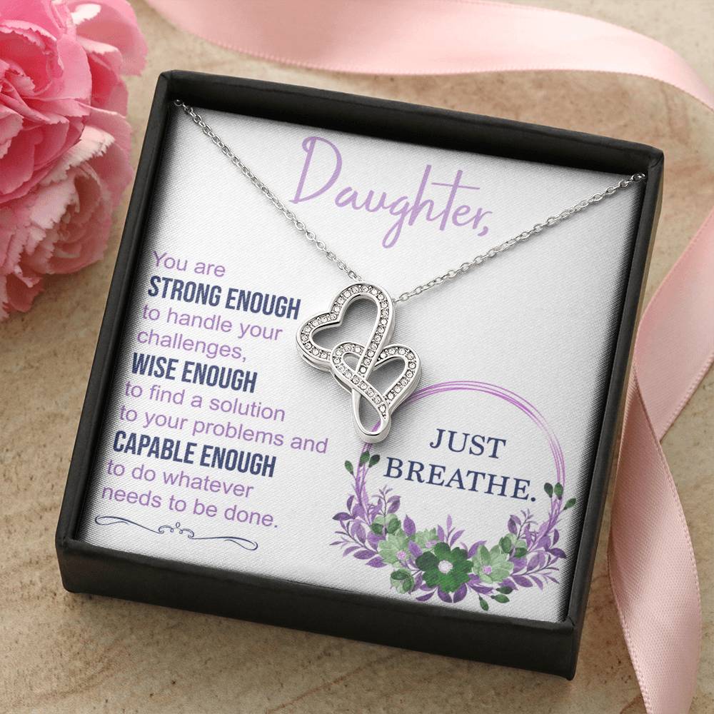 Daughter Necklace To Daughter From Mom Daughter Inspirational Gift Birthday Gift Graduation Gift Double Hearts Necklace