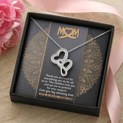 Mom Lover Gift Mom Surprise Gift Gift For Mom Happy Mothers Day Gift Mom Gift I Love You Mom Best Mom Gift Best Mom Je Double Hearts Necklace