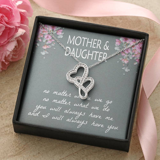 Mother & Daughter  Double Hearts Necklace