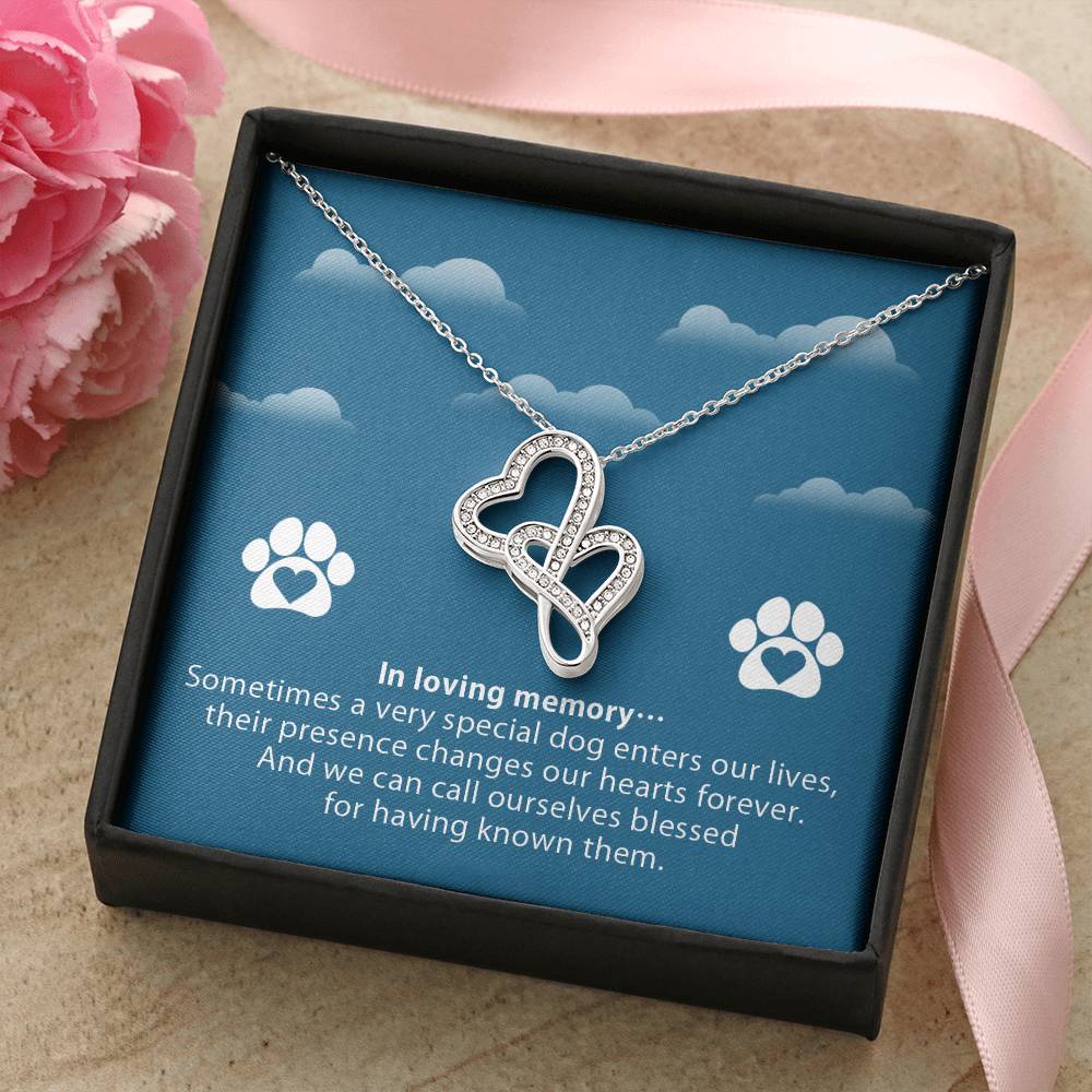 In Loving Memory Sometimes A Very Special Dog Enters Our Lives Double Hearts Necklace