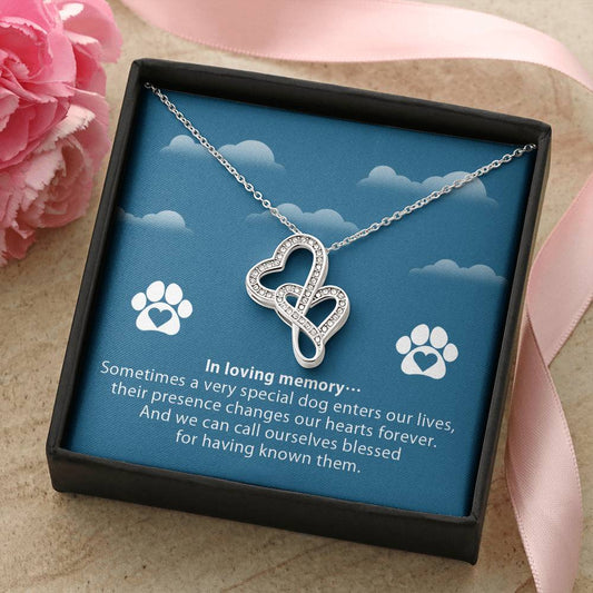 In Loving Memory Sometimes A Very Special Dog Enters Our Lives Double Hearts Necklace