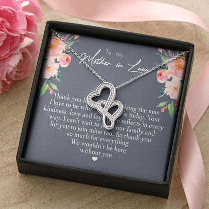 To My Mother In Law Thank You For Raising The Man I Love  2 Double Hearts Necklace