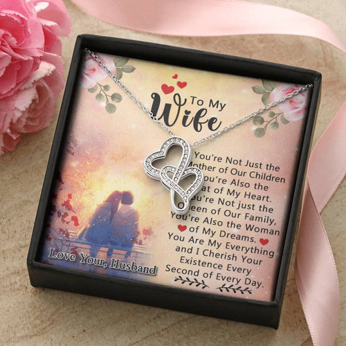 Gift For Wife Wife Necklace Wife Wife Gift Wife Jewellery Gift For Her  Anniversary Gift Wedding Double Hearts Necklace