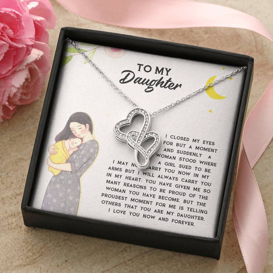 To Daughter From Dad 2 Double Heart Necklace Gift  - Mother And Daughter Necklace - Mom Gift - Mother Jewelry - Daught 3 Double Hearts Necklace