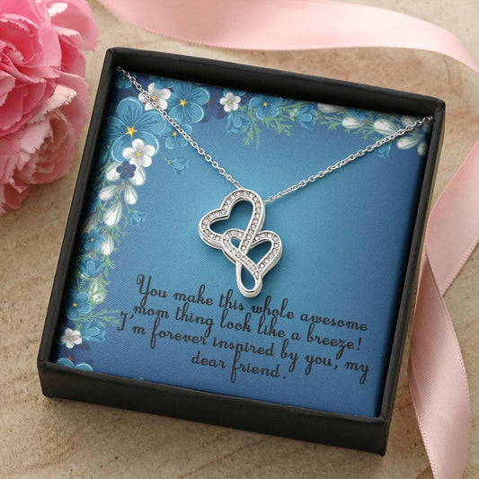 Tell Your Friend How Good Mom She Is. Double Hearts Necklace