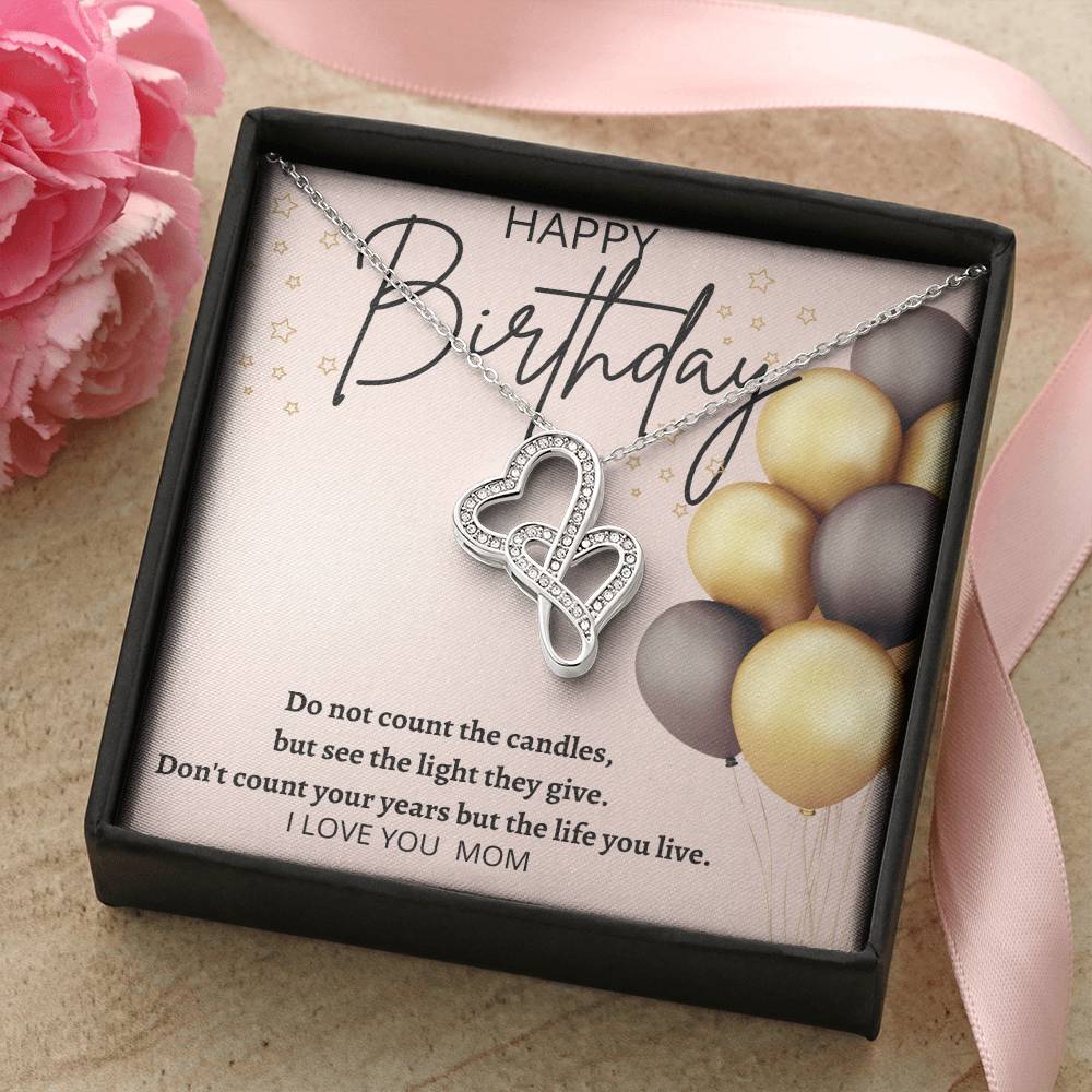Moms Birthday Double Hearts Necklace